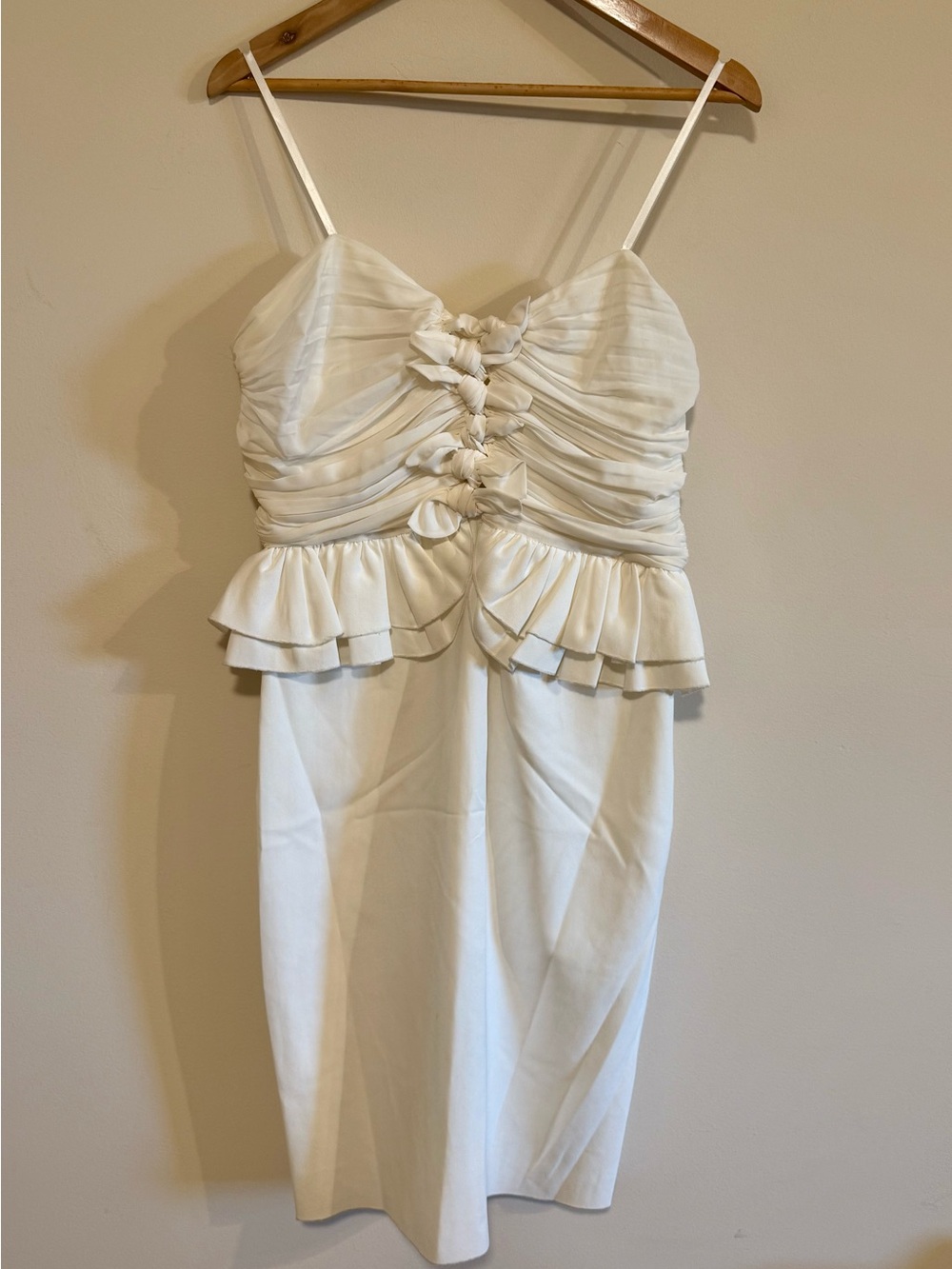 NWT Jill Jill Stuart White Ruched Peplum Midi Dress Size 10 - Picture 2 of 7